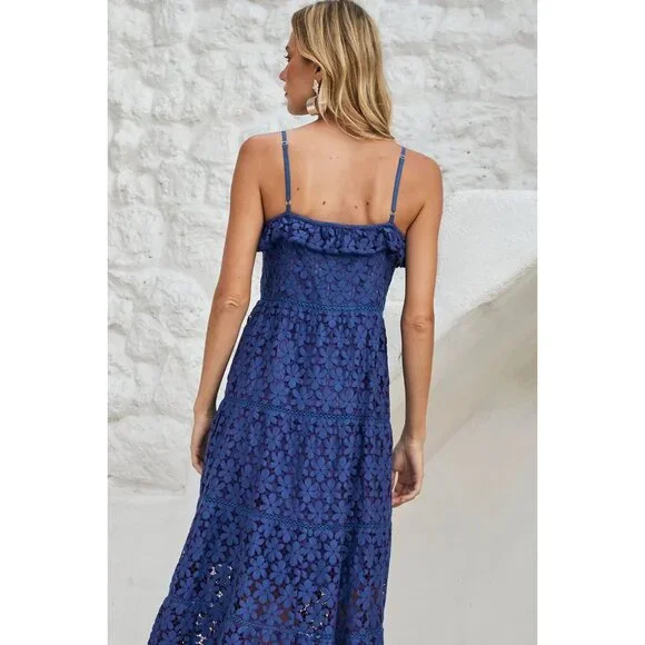 Nine Lives Bazaar Womens Florentina Sleeveless Midi Dress Indigo Purple size 4 - Picture 3 of 14